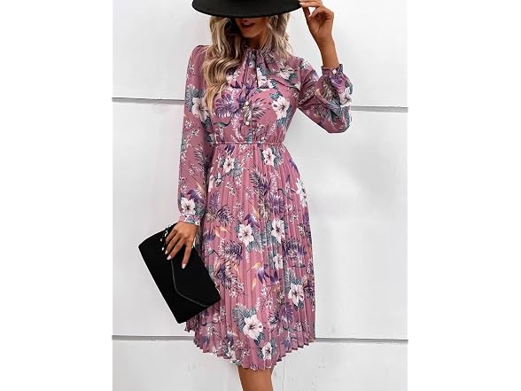 Haokeke Women (12-14) Dress Long Sleeves Bow Dress