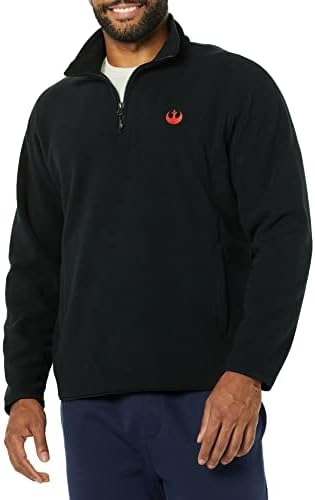 Amazon Essentials Disney | Marvel | Star Wars Men's Polar Fleece Quarter-Zip Mock Jackets, Star Wars Rebel Logo, X-Small