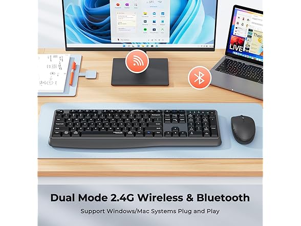 Wireless Keyboard and Mouse Combo | 2.4G/BT