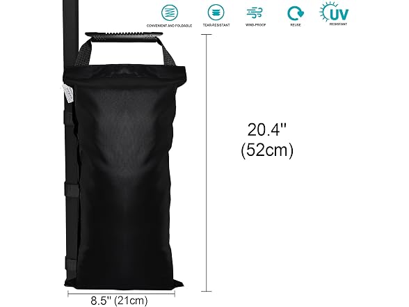 SANWAY 8 Pack (NO Sand) Sand Bags for Canopy Weights (Black)