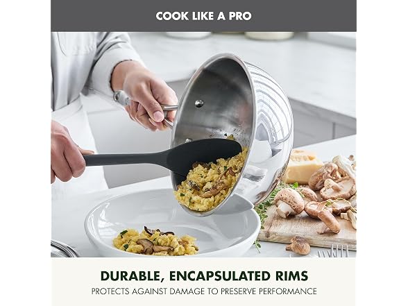 GreenPan Valencia Pro Tri-Ply Stainless Steel 2.5QT Chef's Pan with Lid