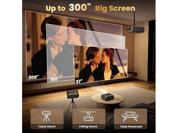 FUDONI Projector with WiFi and Bluetooth