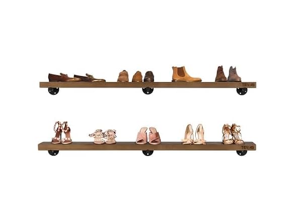 TEN49 Real Wood Rustic Floating Shelves Wall Set of 2
