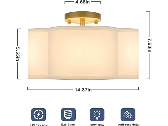 4-Light 14.4'' Semi Flush Mount Ceiling Light Fixture