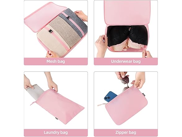 10 Pc Packing Cubes Luggage Organizers