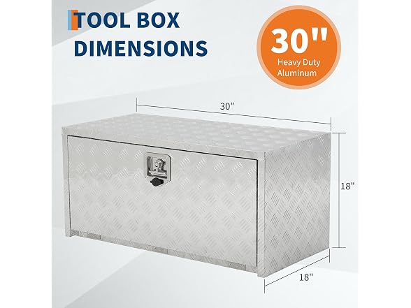 MOVECOM Aluminum Underbody Tool Box 30 x 18 x 18 in, Silver