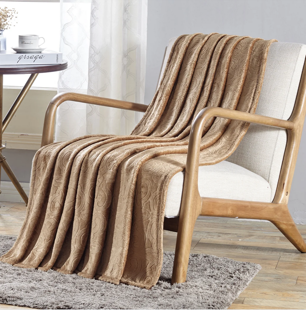 Ultra Soft Microplush Embossed Scroll Pattern Throw - Gallery 9