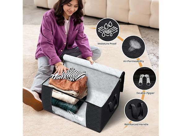 Fab totes 60L Black 10 Pack Storage Bags