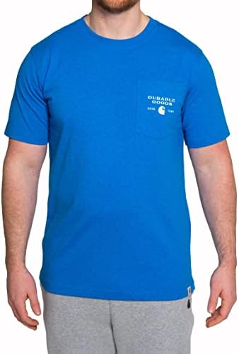 Carhartt Men's Relaxed Fit Heavyweight Short-Sleeve Pocket Logo Graphic T-Shirt, Marine Blue Heather, Medium