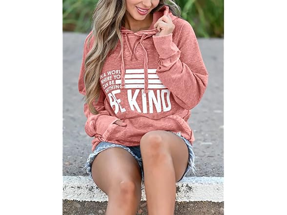 Hongqizo Women Be Kind Hooded Sweatshirt Hoodies