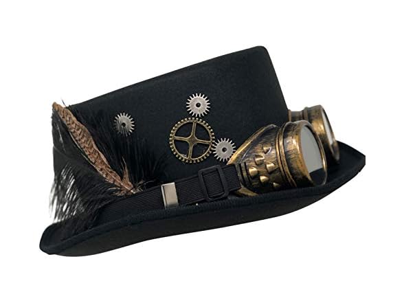 CHAPEAU TRIBE (OS) Black Steampunk Top Hat