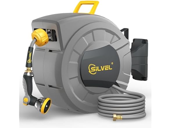 SILVEL 1/2 in x 110 FT Retractable Garden Hose Reel