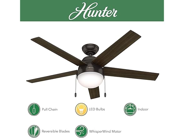 Hunter Fan 52 Inch with Light and Pull Chain