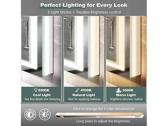 KQTULH 48"x28" LED Bathroom Mirror