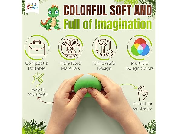 45 Pieces Dinosaur Clay Set for Kids