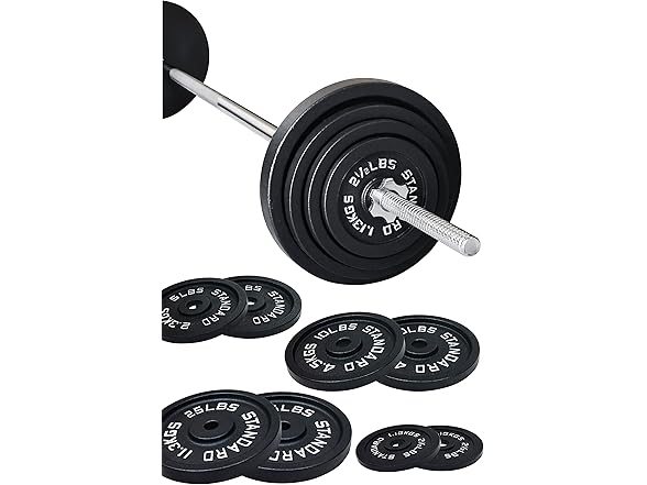 Fitvids Weight Plates Barbell 95lb Set
