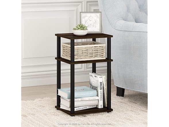 Furinno JUST Side Table 3-Tier Walnut