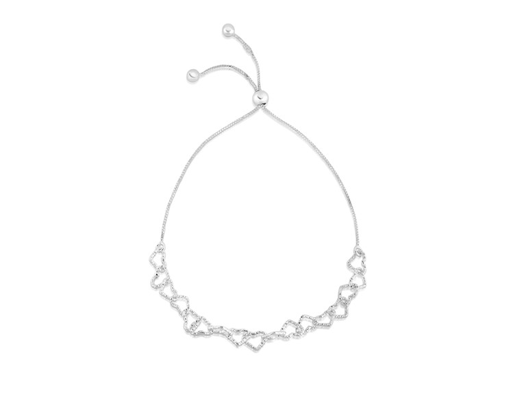 Yeidid 925 Sterling Silver Adjustable Heart Link Bolo Bracelet