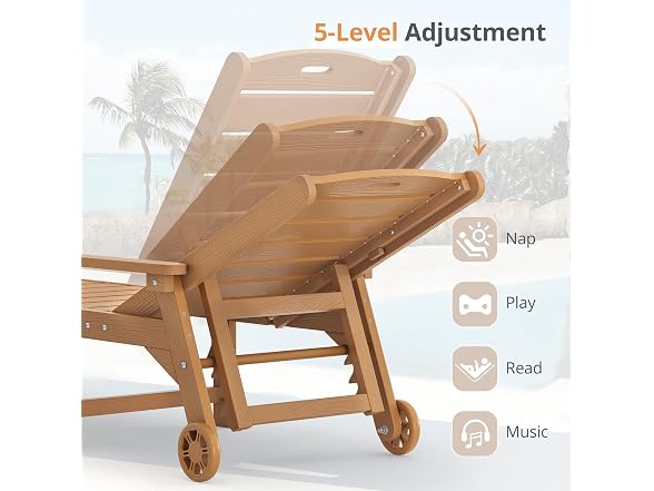 LUE BONA Set of 2 Teak Chaise Lounge Chairs
