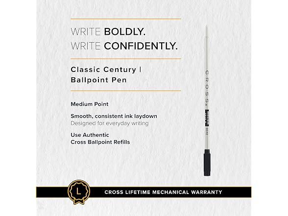 Cross Classic Century Ballpoint Pen, Multiple Colors, Black Ink