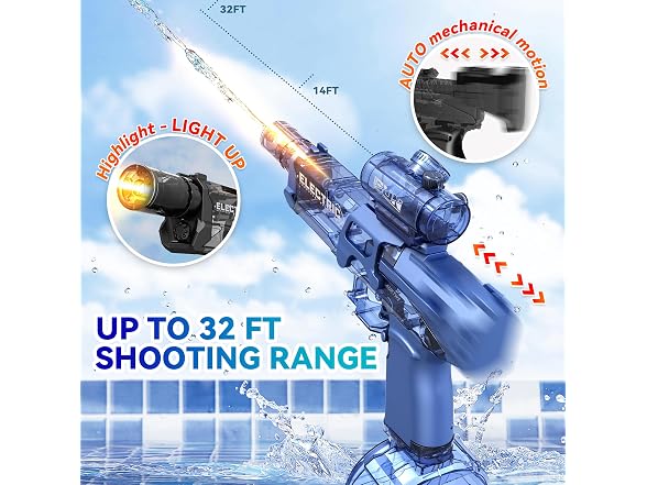 Electric Water Gun w/ LED Lights 4-Pack