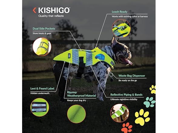 Reflective Dog Safety Vest Lime Medium