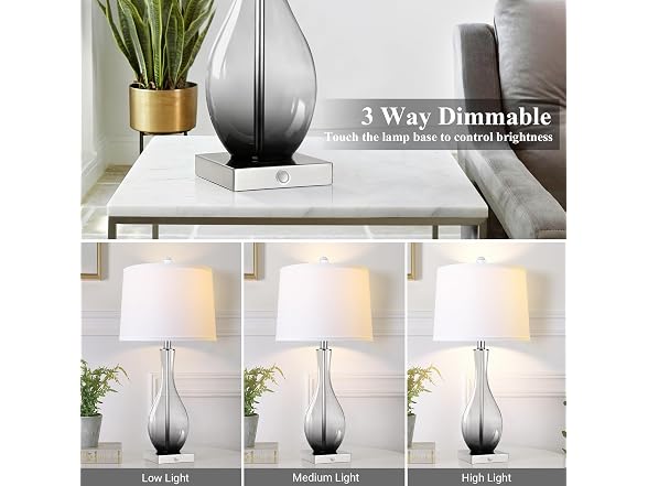 WIHTU Glass Table Lamps, Gray