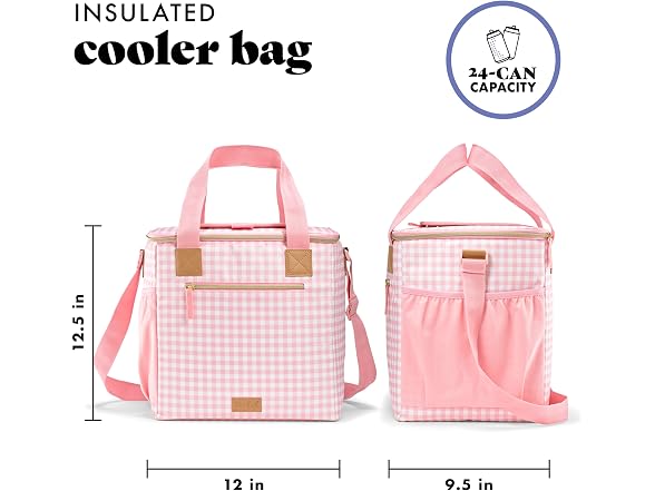 Fit & Fresh 24-Can Soft Cooler Bag, Pink Gingham