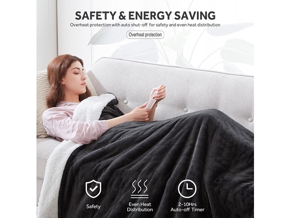 Warmrest Heated Blanket Electric Blanket Twin Flannel Sherpa