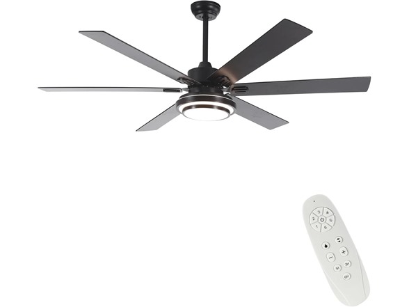 Black LED Ceiling Fan w/ Remote- Choose 62" or 72" - Gallery 2