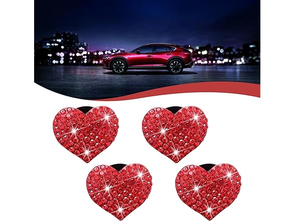 Zikefest Zikefest 4PCS Bling Heart Air Vent Cli