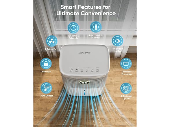Dravonic 34 Pints Dehumidifier for Home