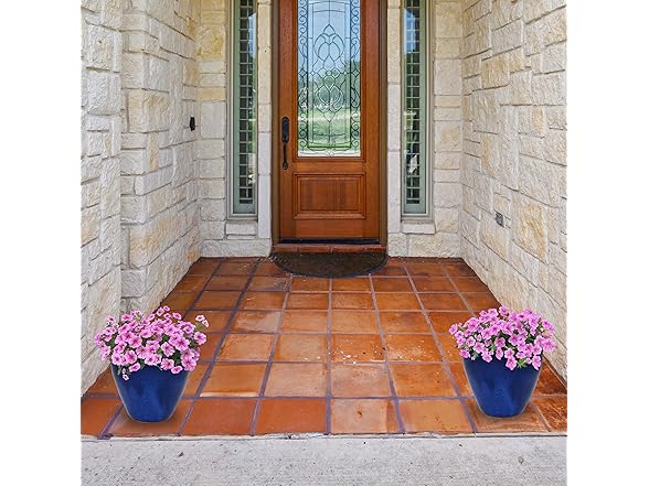 Sunnydaze Round Resort Ceramic Planter - Set of 2