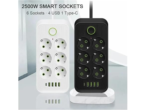 ZRATFWLJMDK CON-111 Power Strip 2M Cord, 6 Outlets 4 USB