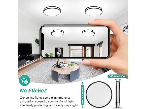 Brightever B0FS1M3W8T 18 Inch Black Ceiling Light