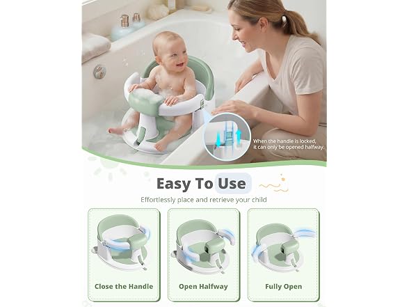 ONTHEWEI Mist Green Baby Bath Seat
