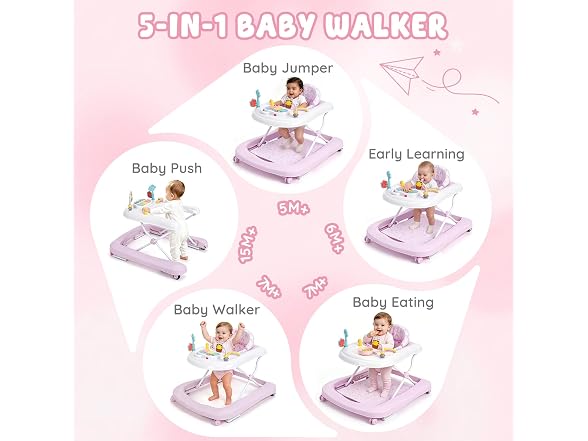 Dacoity Pink 5-in-1 Baby Walker