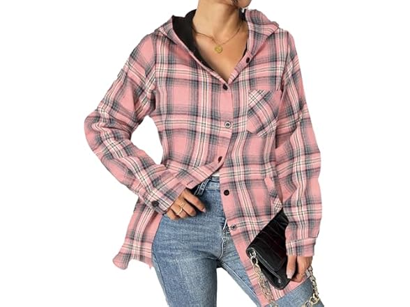 HOTOUCH Women Flannel Shacket Jacket