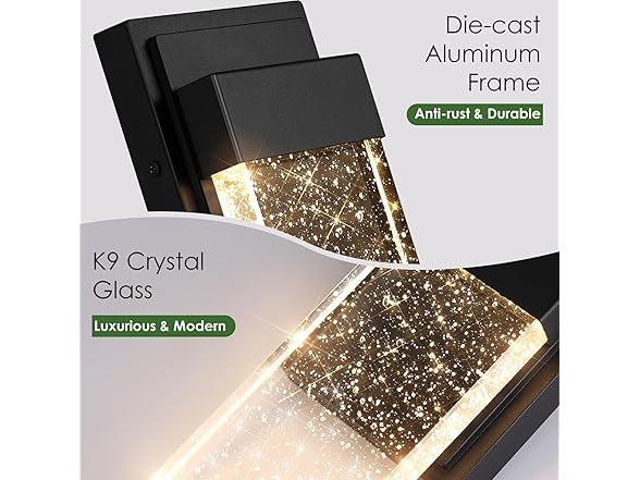BesLowe Outdoor Wall Light Fixtures with Crystal Bubble Glass