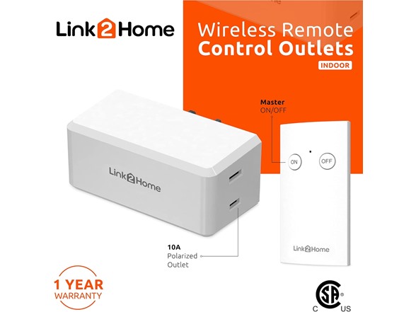 Link2Home Wireless Remote Control Outlet (2 Pack)