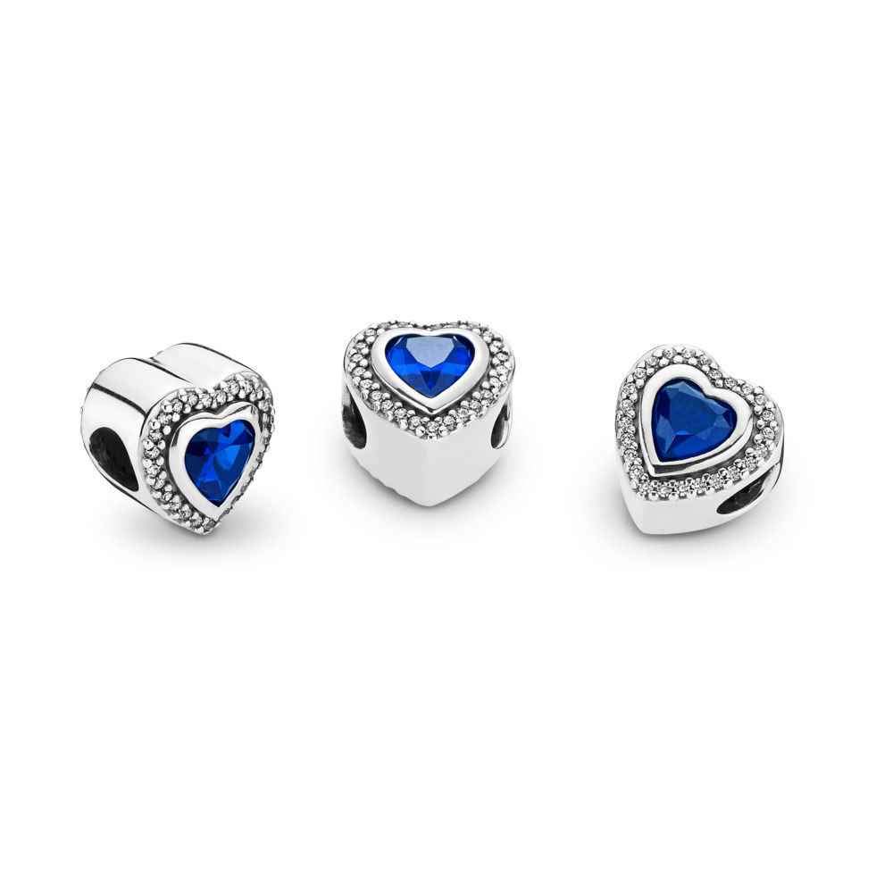 Pandora Sparkling Blue Heart Charm - Gallery 9