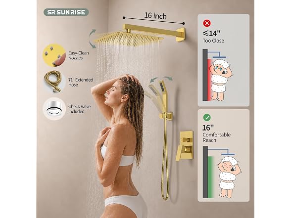 SR SUN RISE 12in Shower System Br Gold