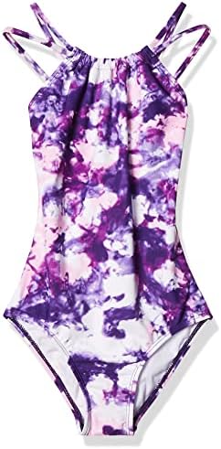 Kanu Surf Girls' Jasmine Beach Sport Halter One Piece Swimsuit, Seafoam Purple, 12