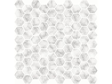 $1.99 In Home NH2359 Hexagon Marble Peel Stick Backsplash Tiles dealfomo