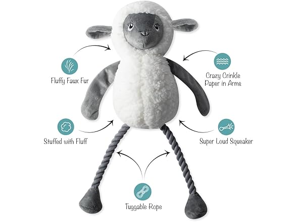 Fringe Studio Plush Dog Toy, Little Lamby