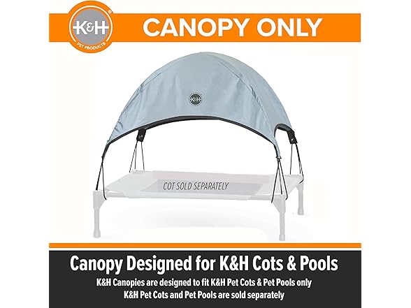 K&H Elevated Dog Cot Canopy, Large Gray