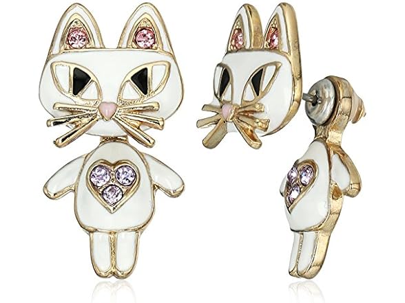 Betsey Johnson Cat Front Back Earrings