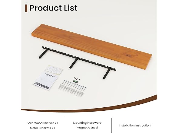 Honey Oak Wood Floating Shelf