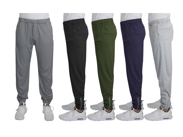 3Pk Asst Mens Active Pants w-Ankle Zippers