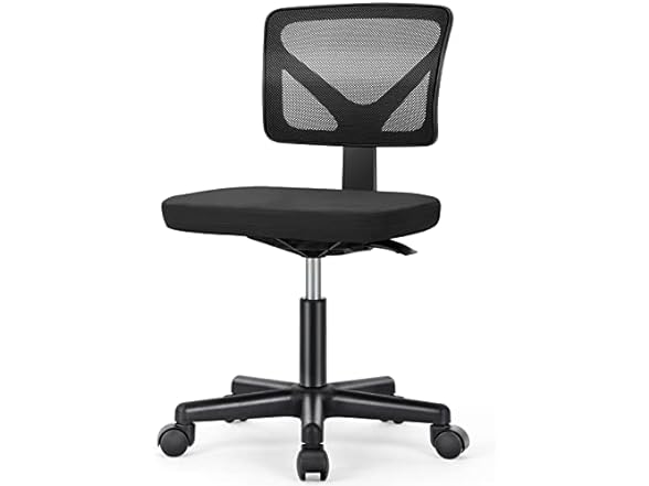 JHK Home Office Mesh Ergonomic Computer Desk, Armrest Small Mid Back Executive Task Chair with Lumbar Support and Swivel Rolling, Black